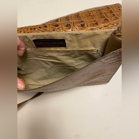 Amelia Berko Vintage Brown Leather Handbag Clutch - Picture 6 of 9